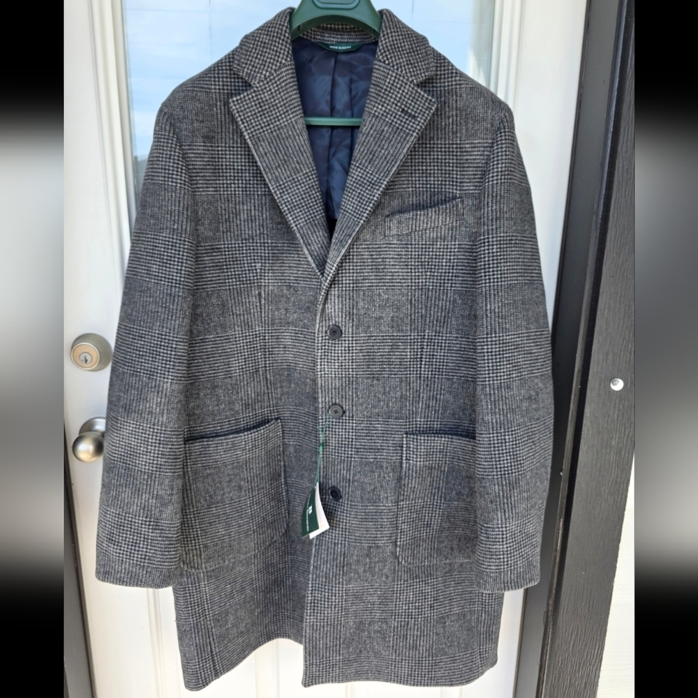 $495 B by Brooks Brothers Men's Plaid Wool Double-Face Overcoat Jacket Size 42R - Picture 2 of 12